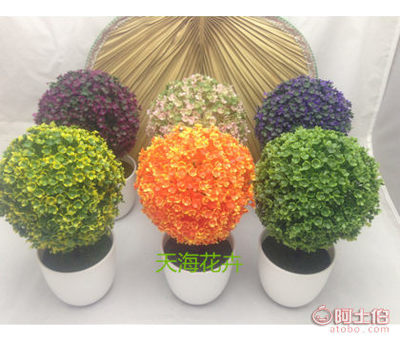 【天海花卉仿真櫻雪球盆栽盆景小樹窗臺擱板擺件道具真樹花球草球】濟南市天橋區(qū)天海花卉商行 - 產品庫